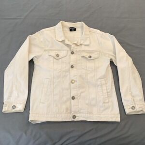 Victorious Jacket Mens Medium White Denim Jean World Tour Paris London Patch